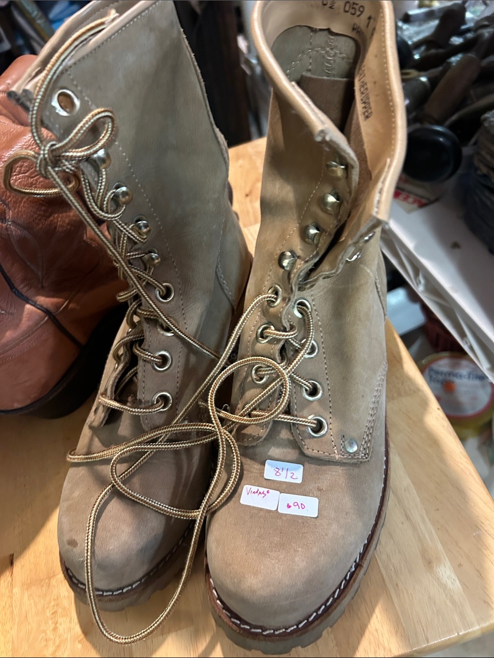 Lace-Up Women's Tan Suede Boots with Rugged Sole